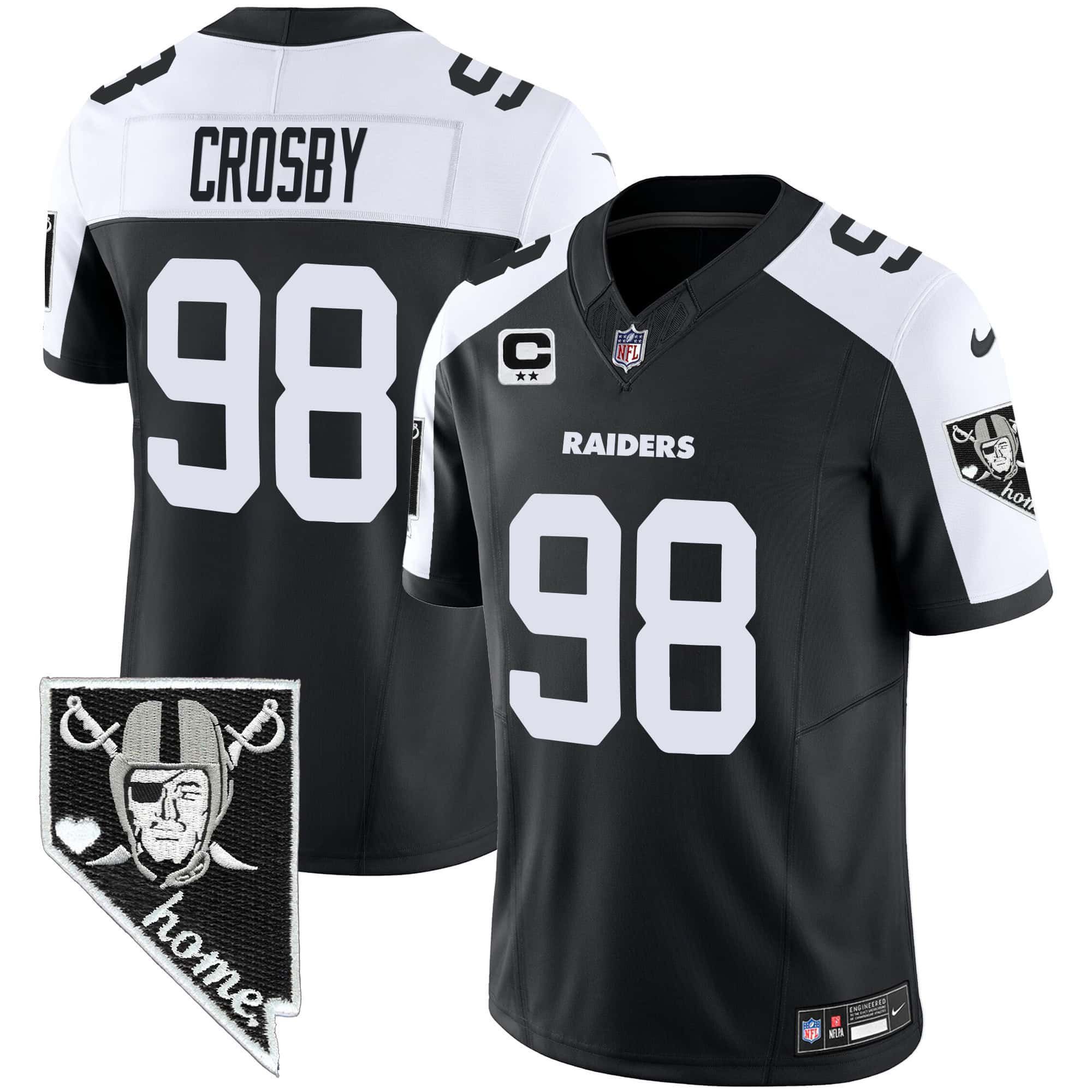 Men Oakland Raiders #98 Crosby Black 2024 Nike Nevada Home Patch Vapor NFL Jersey->customized nfl jersey->Custom Jersey